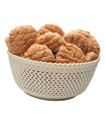 Crunchy Thekua 450 Grams | Handmade Cookies by DFC | Thekua is Prepared From White Til, Coconut, Deshi Ghee Fennel Seed, Sujee, Whole Wheat Flour & Jaggery | Energy Boosting | Hunger Relief