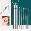 FAMOUS SHOP 6 in 1 Ear Wax Cleaner - Resuable Ear Cleaning Tools with Aluminum Tube - Ear Pick Wax Remover Tool Kit with Ear Curette Cleaner and Spring Ear Buds Cleaner Fit in Pocket/purse Great for Traveling-1Set view 1