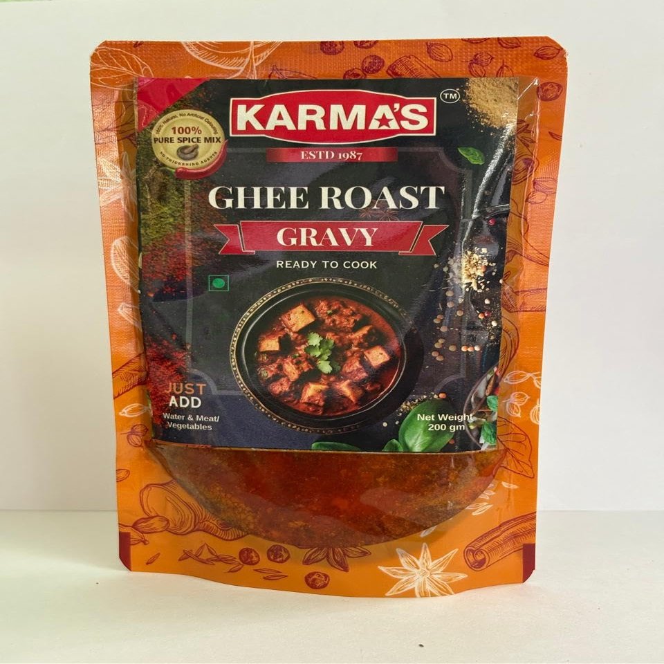 "Karma's Ghee roast Gravy Authentic Spicy Indian Seasoning 200 gms pack of 2
