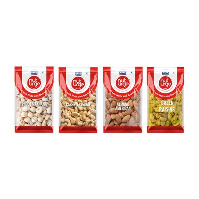 Nuturge Pack Of 4 Dry Fruits Combo - Cashew Special 320 Grade 200gIGreen Raisins 200 gI Almond American 200 g I Phool Makhana 200 g Total 800 g