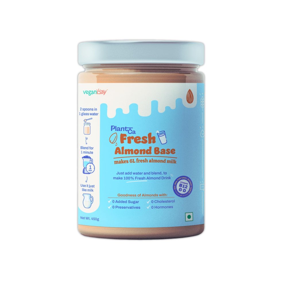 VeganDay Almond Base (makes 6L Almond Milk) | Fresh, Unsweetened & Plant-Based (PlantCa) | Just add water & blend | Dairy-free, Lactose-free | Zero added sugar, Zero Cholesterol, Zero Preservatives (6L Pack)