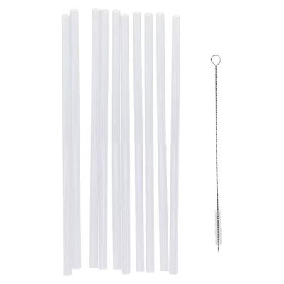 ATORSE 10 Pieces Reusable Clear Hard PVC Drinking Straws+1 Piece Cleaning Brush for Mason Jar and Tumblers Home Party Tableware
