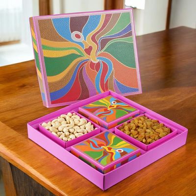 Amaram by Ghasitaram Gifts Pink Box of 4 Dryfruits|Dryfruit Gift Hamper|Diwali Dry Fruit|Food Hampers|Gourmet Hampers|Dry Fruit|Dryfruit|Dryfruit Hamper
