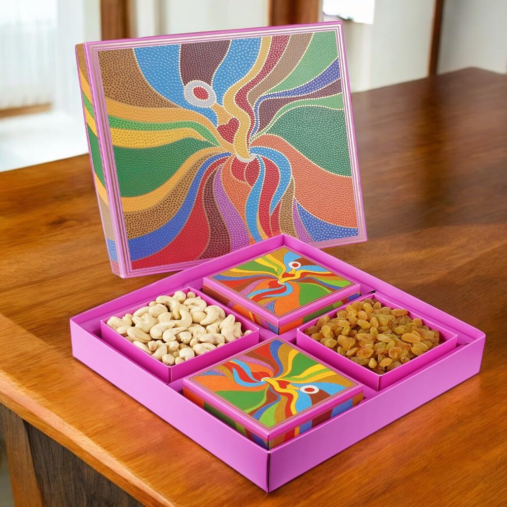Amaram by Ghasitaram Gifts Pink Box of 4 Dryfruits|Dryfruit Gift Hamper|Diwali Dry Fruit|Food Hampers|Gourmet Hampers|Dry Fruit|Dryfruit|Dryfruit Hamper