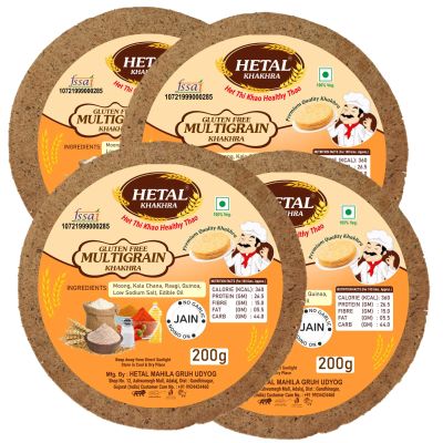 HETAL KHAKHRA Multigrain Khakhra | High Protein High Fiber |Healthy Anytime Snack | No Palm Oil | Natural Protein | Plant Based (Pack of 4)
