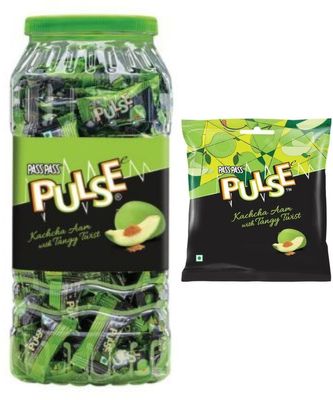 ds group Pulse kachha aam Mouth freshner | tanggy kachha aam small pouch (50 pieces) + Kacchaa Aam Flavor Candy JAR 175 Pcs Candy