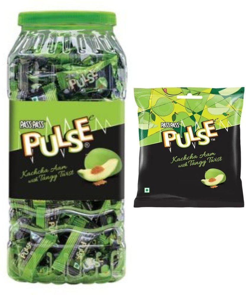 ds group Pulse kachha aam Mouth freshner | tanggy kachha aam small pouch (50 pieces) + Kacchaa Aam Flavor Candy JAR 175 Pcs Candy