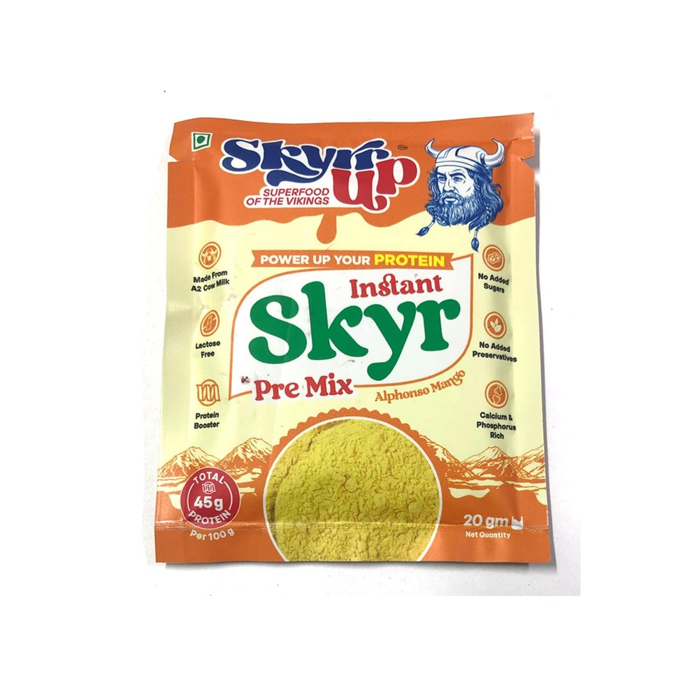 Instant Skyr Pre Mix Protein Powder- Mango flavour | 45% Protein| Lactose Free | Sugar Free | Zero Preservatives|Freeze Dried Skyr Powder -60GM-Pack of 3