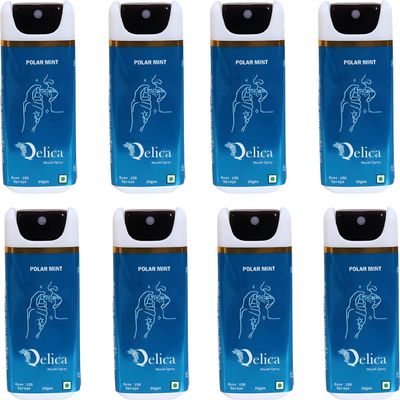 QELICA Mens and Womens Polar Mint Instant Mouth Freshner Spray | Longlasting Freshness, Gumand Tooth Protection |Multi | 10 G (Pack of 8)