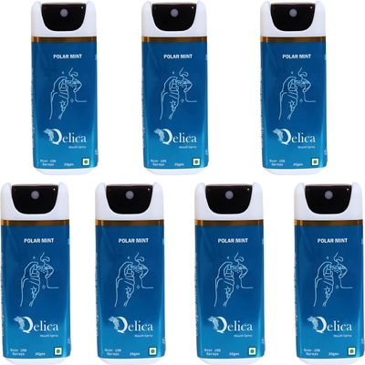 QELICA Mens and Womens Polar Mint Instant Mouth Freshner Spray | Longlasting Freshness, Gumand Tooth Protection |Multi | 10 G (Pack of 7)