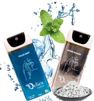 QELICA Mens and Womens Polar Mint::Silver Elaichi Instant Mouth Freshner Spray | Longlasting Freshness, Gumand Tooth Protection |Multi | 10 G (Pack of 2)