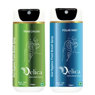 QELICA Mens and Womens Strawberry Mint & Polar Mint Instant Mouth Freshner Spray | Longlasting Freshness, Gumand Tooth Protection |Multi | 10 G (Pack of 2)