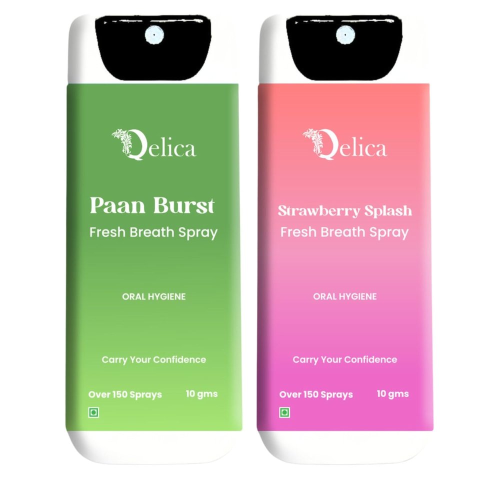 QELICA Mens and Womens Paan Brust, Strawberry Splash Instant Mouth Freshner Spray | Longlasting Freshness, Gumand Tooth Protection |Multi | 10 G (Pack of 2)