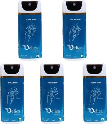 QELICA Mens and Womens Polar Mint Instant Mouth Freshner Spray | Longlasting Freshness, Gumand Tooth Protection |Multi | 10 G (Pack of 5)