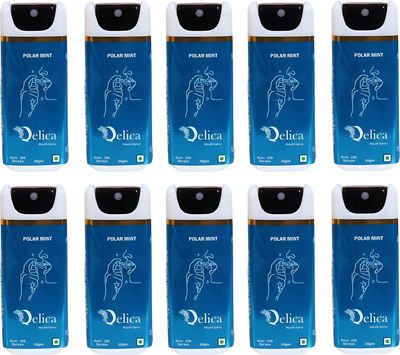 QELICA Mens and Womens Polar Mint Instant Mouth Freshner Spray | Longlasting Freshness, Gumand Tooth Protection |Multi | 10 G (Pack of 10)