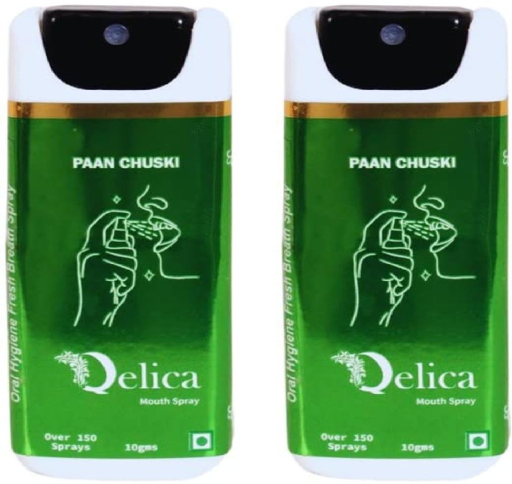 QELICA Mens & Womens Paan Chuski Instant Mouth Freshner Spray | Longlasting Freshness, Gumand Tooth Protection |Multi | 10 G (Pack of 2)