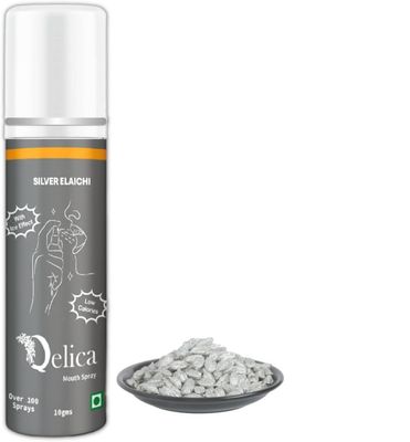 QELICA Men and Women Silver Elachi Instant Mouth Freshner Spray | Longlasting Freshness Gumand Tooth Protection |Multi | 10 G (Pack of 1)