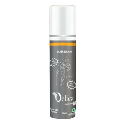 QELICA Mens and Womens Silver Elachi Instant Mouth Freshner Spray | Longlasting Freshness, Gumand Tooth Protection |Multi | 10 G (Pack of 1)