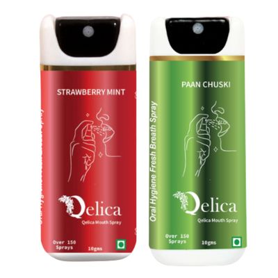 QELICA Valentine's Day Special Mens and Womens Strawberry Mint and Paan Chuski Instant Mouth Freshner Spray | Longlasting Freshness, Gumand Tooth Protection |Multi | 10 G (Pack of 2)