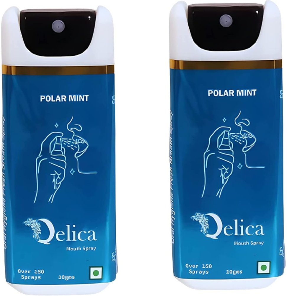 QELICA Mens and Womens Polar Mint Instant Mouth Freshner Spray | Longlasting Freshness, Gumand Tooth Protection |Multi | 10 G (Pack of 2)