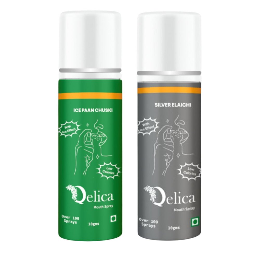 QELICA Love Special Men & Women Ice Paan Chuski & Silver Elachi Instant Mouth Freshner Spray | Longlasting Freshness, Gumand Tooth Protection |Multi | 10 G (Pack of 2)