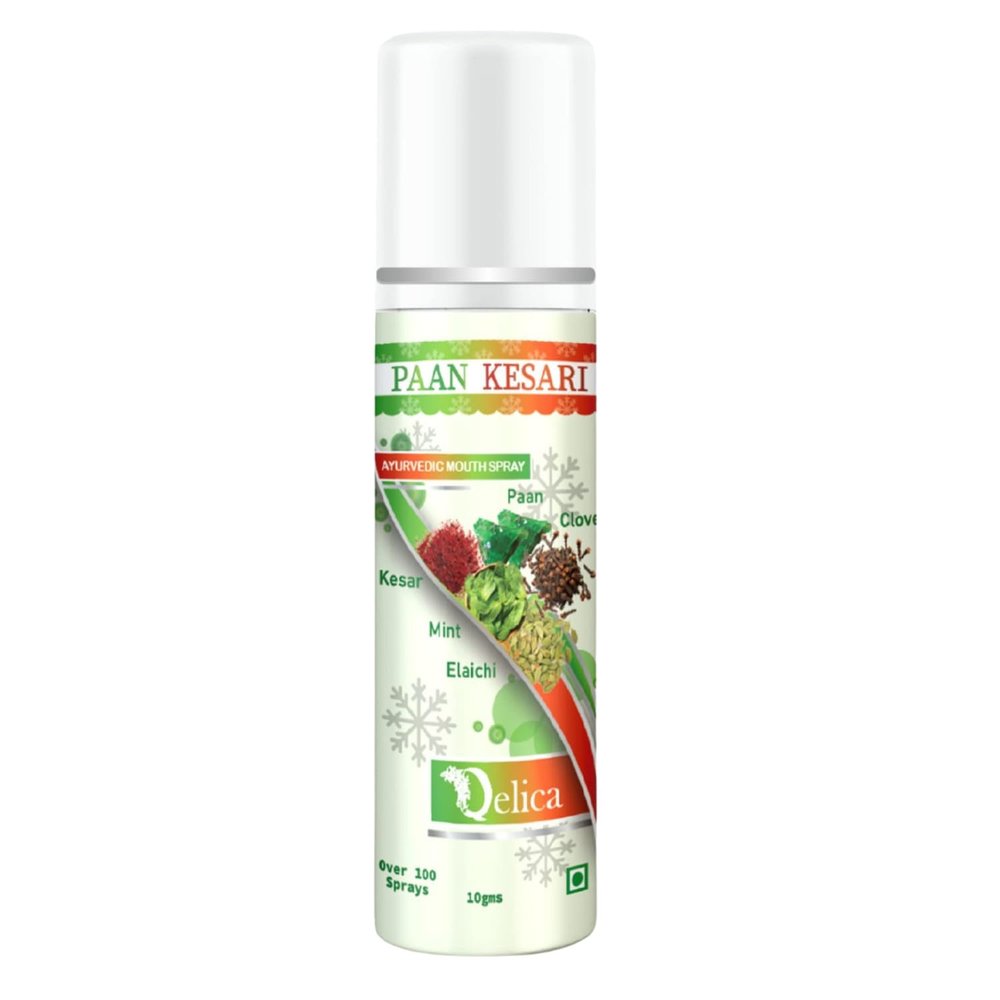 QELICA Mens and Womens Paan Kesari Instant Mouth Freshner Spray | Longlasting Freshness, Gumand Tooth Protection |Multi | 10 G (Pack of 1)