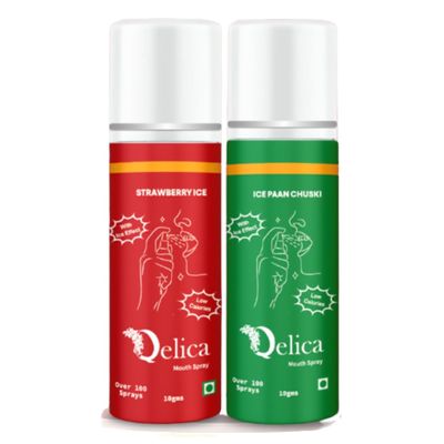 QELICA Mens and Womens Strawberry Ice & Ice Paan Chuski Instant Mouth Freshner Spray | Longlasting Freshness, Gumand Tooth Protection |Multi | 10 G (Pack of 2)