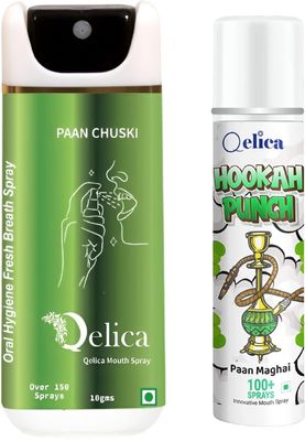 QELICA Mens and Womens Paan Chuski & Paan Magahi Instant Mouth Freshner Spray | Longlasting Freshness, Gumand Tooth Protection |Multi | 10 G (Pack of 2)