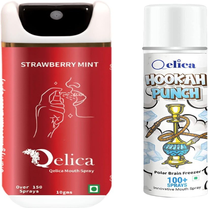 QELICA Mens and Womens Strawberry Mint & Polar BF Instant Mouth Freshner Spray | Longlasting Freshness, Gumand Tooth Protection |Multi | 10 G (Pack of 2)