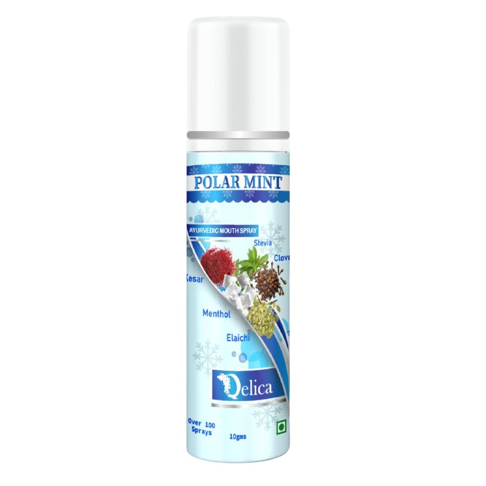 QELICA Mens and Womens Polay Mint Instant Mouth Freshner Spray | Longlasting Freshness, Gumand Tooth Protection |Multi | 10 G (Pack of 1)