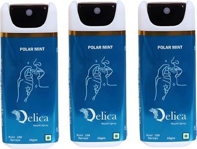 QELICA Mens and Womens Polar Mint Instant Mouth Freshner Spray | Longlasting Freshness, Gumand Tooth Protection |Multi | 10 G (Pack of 3)