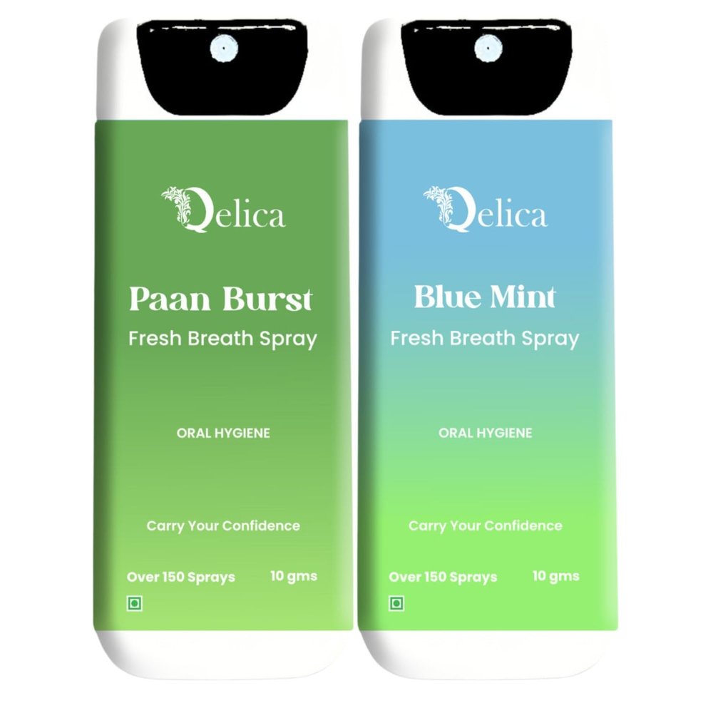 QELICA Mens and Womens Paan Brust, Blue Mint Instant Mouth Freshner Spray | Longlasting Freshness, Gumand Tooth Protection |Multi | 10 G (Pack of 2)
