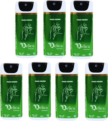 QELICA Mens and Womens Paan Chuski Instant Mouth Freshner Spray | Longlasting Freshness, Gumand Tooth Protection |Multi | 10 G (Pack of 7)