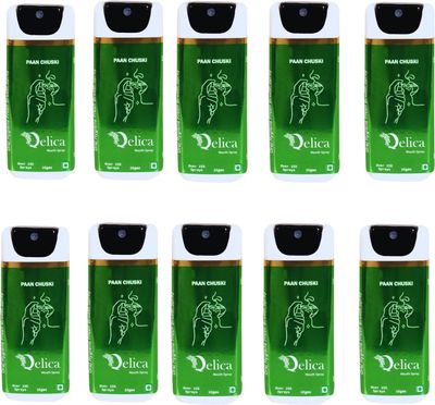 QELICA Mens and Womens Paan Chuski Instant Mouth Freshner Spray | Longlasting Freshness, Gumand Tooth Protection |Multi | 10 G (Pack of 10)