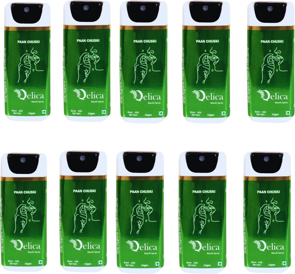QELICA Mens and Womens Paan Chuski Instant Mouth Freshner Spray | Longlasting Freshness, Gumand Tooth Protection |Multi | 10 G (Pack of 10)