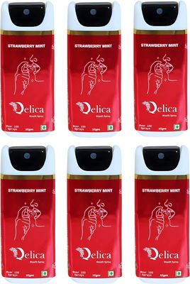 QELICA Mens and Womens Strawberry Instant Mouth Freshner Spray | Longlasting Freshness, Gumand Tooth Protection |Multi | 10 G (Pack of 6)