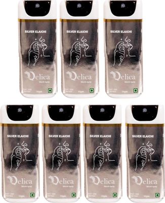 QELICA Mens and Womens Silver Elaichi Instant Mouth Freshner Spray | Longlasting Freshness, Gumand Tooth Protection |Multi | 10 G (Pack of 7)