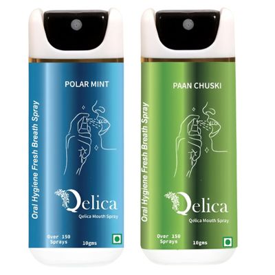 QELICA Mens & Womens Paan Chuski And Polar Mint Instant Mouth Freshner Spray | Longlasting Freshness, Gumand Tooth Protection |Multi | 10 G (Pack of 2)