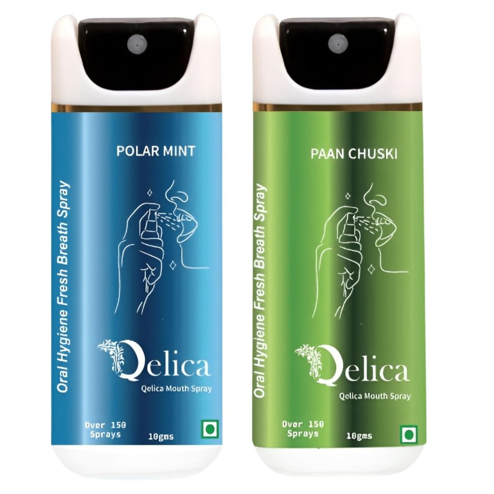 QELICA Mens & Womens Paan Chuski And Polar Mint Instant Mouth Freshner Spray | Longlasting Freshness, Gumand Tooth Protection |Multi | 10 G (Pack of 2)