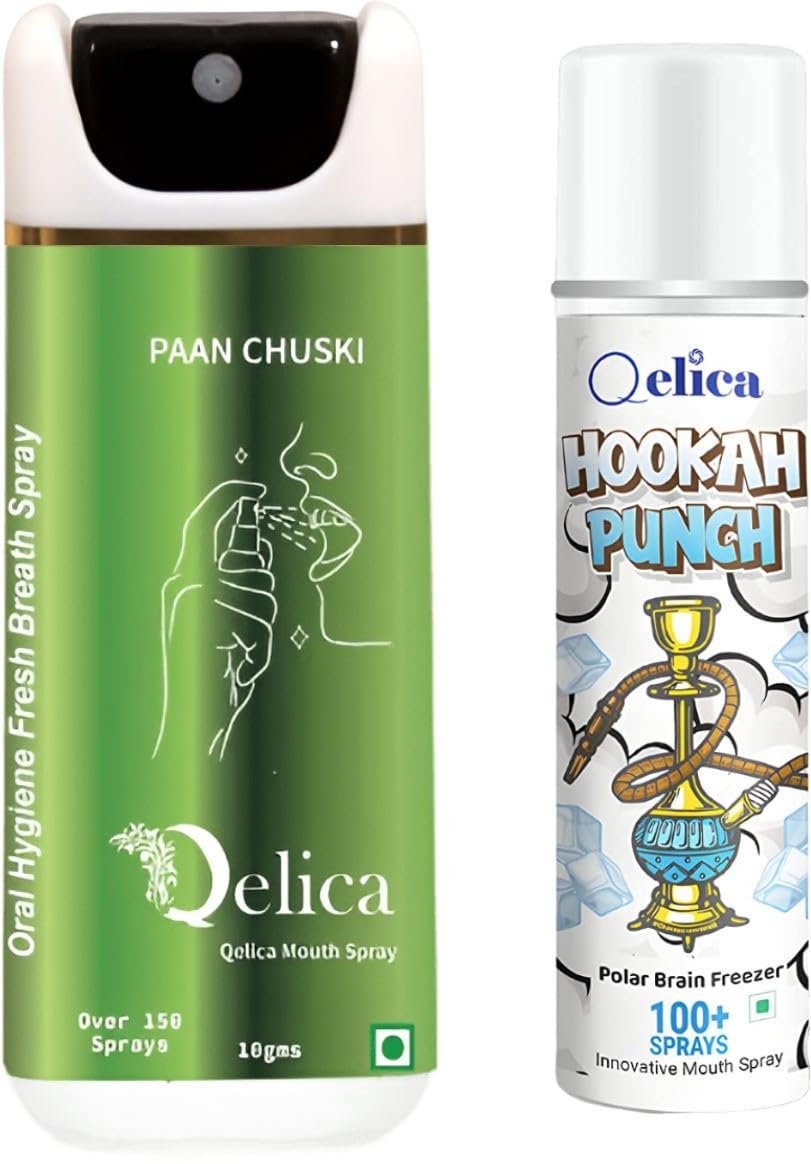 QELICA Mens and Womens Paan Chuski & Polar BF Instant Mouth Freshner Spray | Longlasting Freshness, Gumand Tooth Protection |Multi | 10 G (Pack of 2)