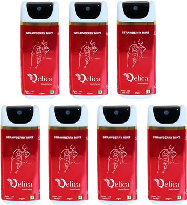 QELICA Mens and Womens Strawberry Instant Mouth Freshner Spray | Longlasting Freshness, Gumand Tooth Protection |Multi | 10 G (Pack of 7)