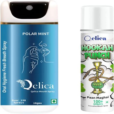 QELICA Mens and Womens Polar Mint & Paan Magahi Instant Mouth Freshner Spray | Longlasting Freshness, Gumand Tooth Protection |Multi | 10 G (Pack of 2)