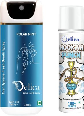 QELICA Mens and Womens Polar Mint & Polar BF Instant Mouth Freshner Spray | Longlasting Freshness, Gumand Tooth Protection |Multi | 10 G (Pack of 2)