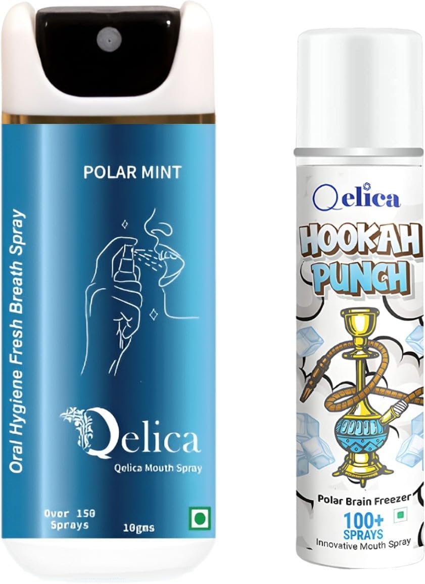 QELICA Mens and Womens Polar Mint & Polar BF Instant Mouth Freshner Spray | Longlasting Freshness, Gumand Tooth Protection |Multi | 10 G (Pack of 2)