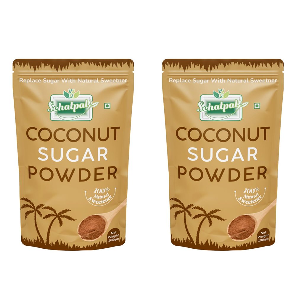 Sehatpal Natural Coconut Palm Sugar  Pure & Healthy Sugar Substitute | Low Glycemic Index, No Added Sugar | Ideal for Baking, Beverages & Desserts  200g | Pack of 2 (100 gm each)