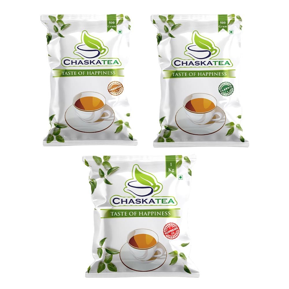 Aromatic Assam Gift Box CHASKATEA Premium Natural (500g) + Classic Black Tea (500g) + Supreme Black Tea (1kg) Handpicked Crafted for Chai Lovers with Authentic Traditional Taste and Aroma [Combo Pack]