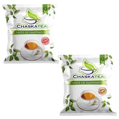 Assam Aromatic Delight CHASKATEA Premium (1kg) + CHASKATEA Supreme Black Tea (1kg) Handpicked Crafted for Chai Lovers with Authentic Traditional Taste and Aroma [Combo Pack]