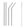 Caltero Stainless Steel Straws with Cleaning Brush for Kids & Adults | Bent Reusable Metal Straws (Pack of 2 Straight & 2 Bent Reusable Metal Straws, Silver) view 1