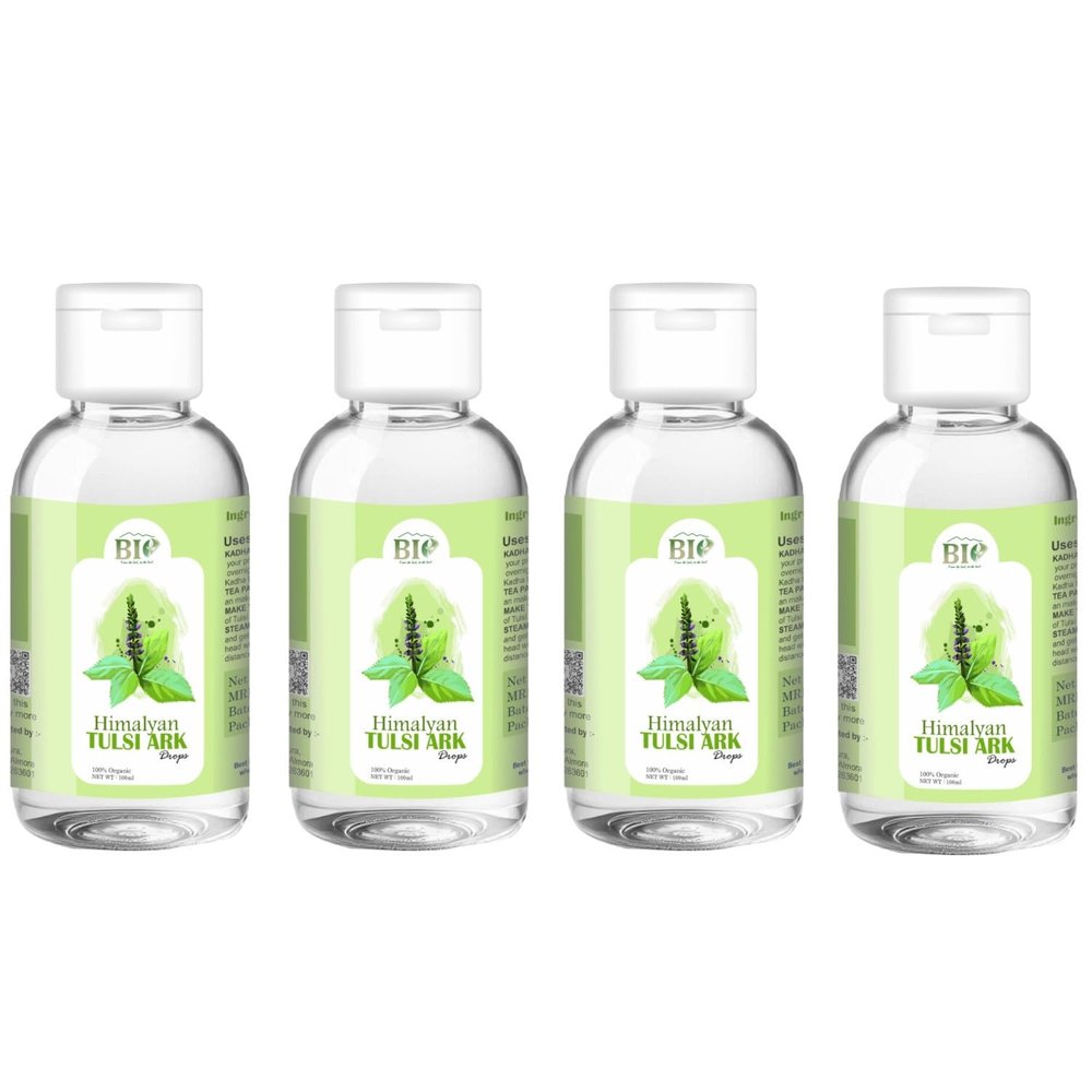 BIO Himalayan Tulsi ARK | Pure Tulsi Drops, Hydrosol | Pure Holy Basil Water for Skin Conditioning, Digestion and Immunity | 100 ml |Pack of 4||New-BIO-11-Pack of 4