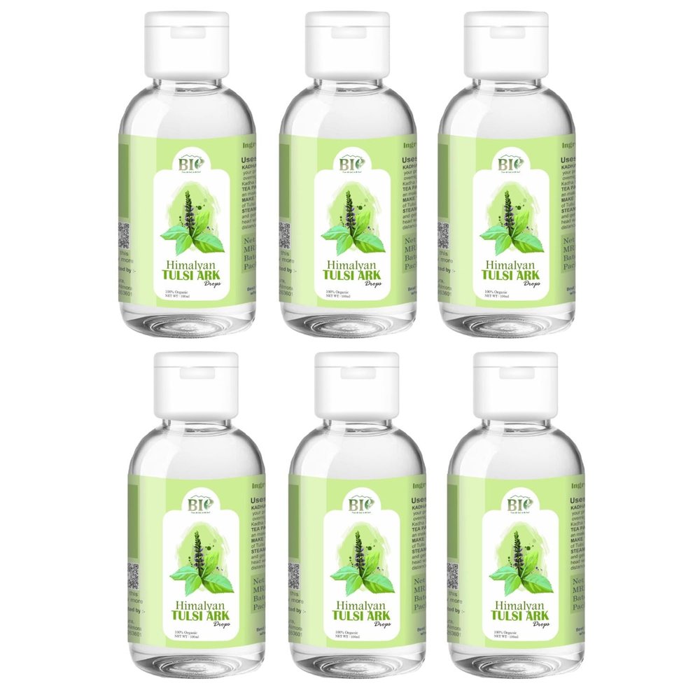 BIO Himalayan Tulsi ARK | Pure Tulsi Drops, Hydrosol | Pure Holy Basil Water for Skin Conditioning, Digestion and Immunity | 100 ml |Pack of 6||New-BIO-11-Pack of 6